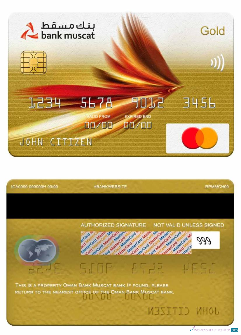 Download Oman Bank Muscat bank mastercard gold Photoshop template